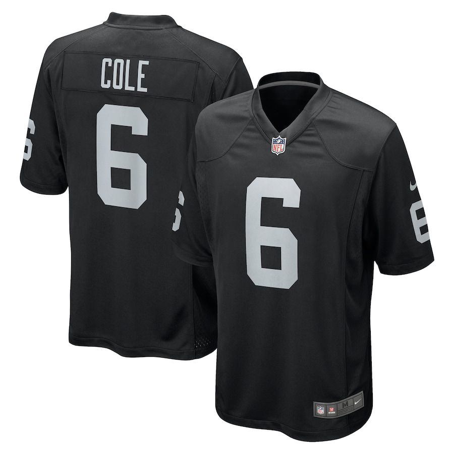 Men Oakland Raiders 6 AJ Cole Nike Black Game NFL Jersey